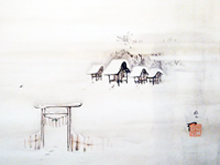 雪中神社の掛け軸